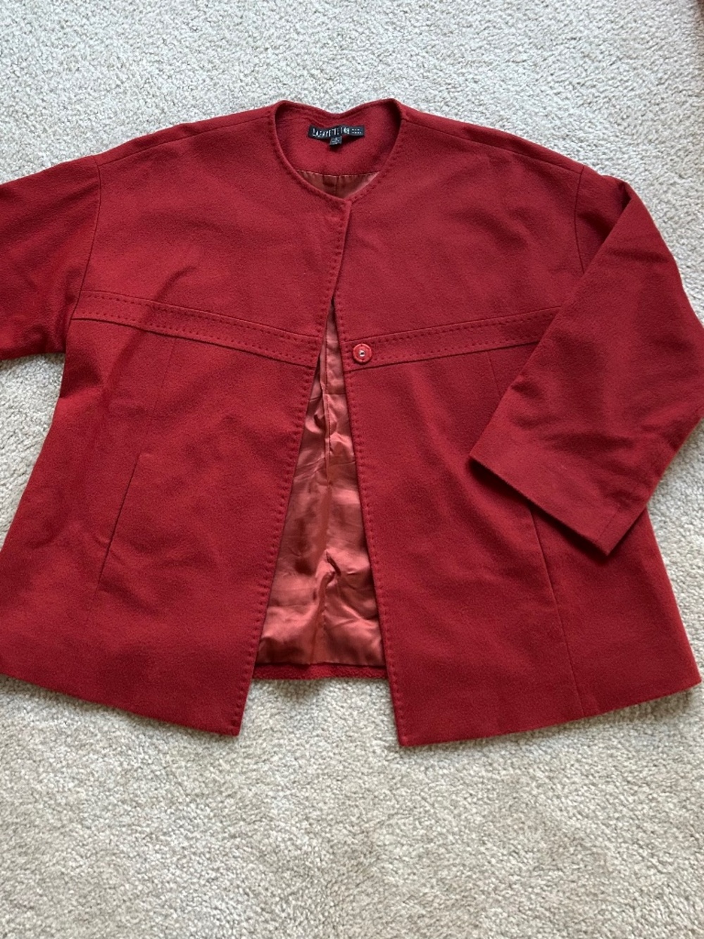 Rust Red 3/4 sleeve 100% Cashmere Crewneck Jacket Sz 10